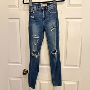 Garage Taille Haute Retro Ripped High Rise Jeans Medium Wash